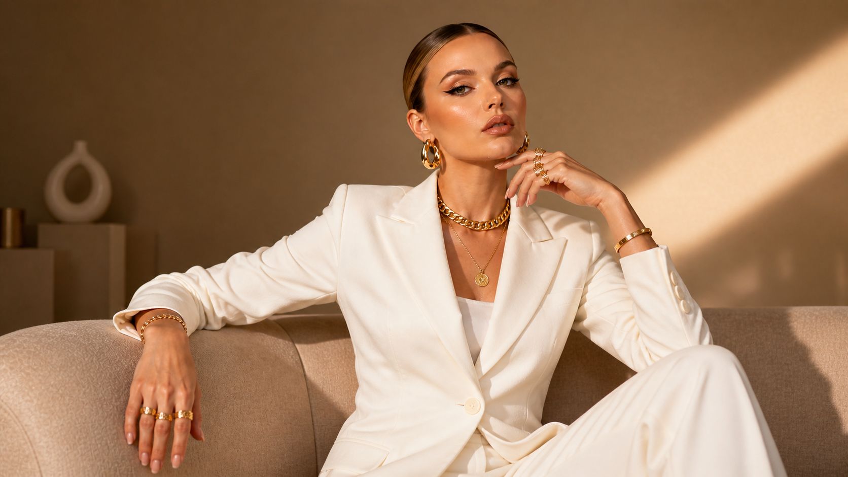 Sagvira 18K gold-tone waterproof artificial jewellery worn every day